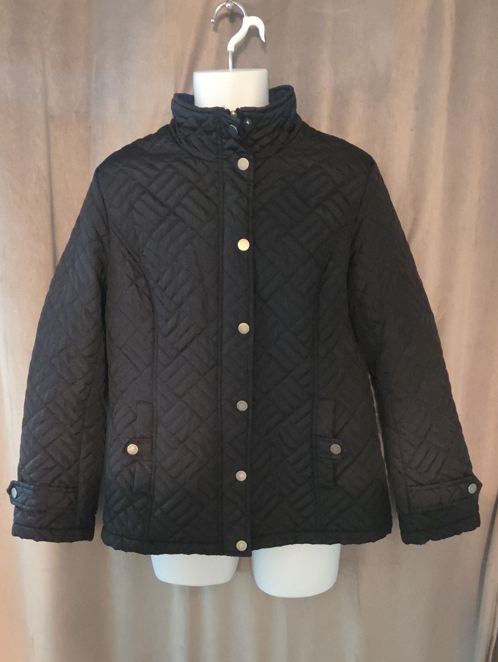 Northern Reflections Size Large Black Quilted Snap-Front Puffer Jacket